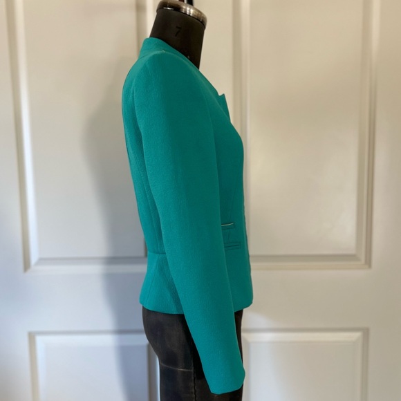 ZARA Trafaluc Teal Zip Front Tailored Blazer Jacket Size M - Picture 3 of 13